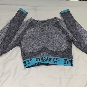 Gymshark Flex Teal/Gray Long Sleeve Crop Top